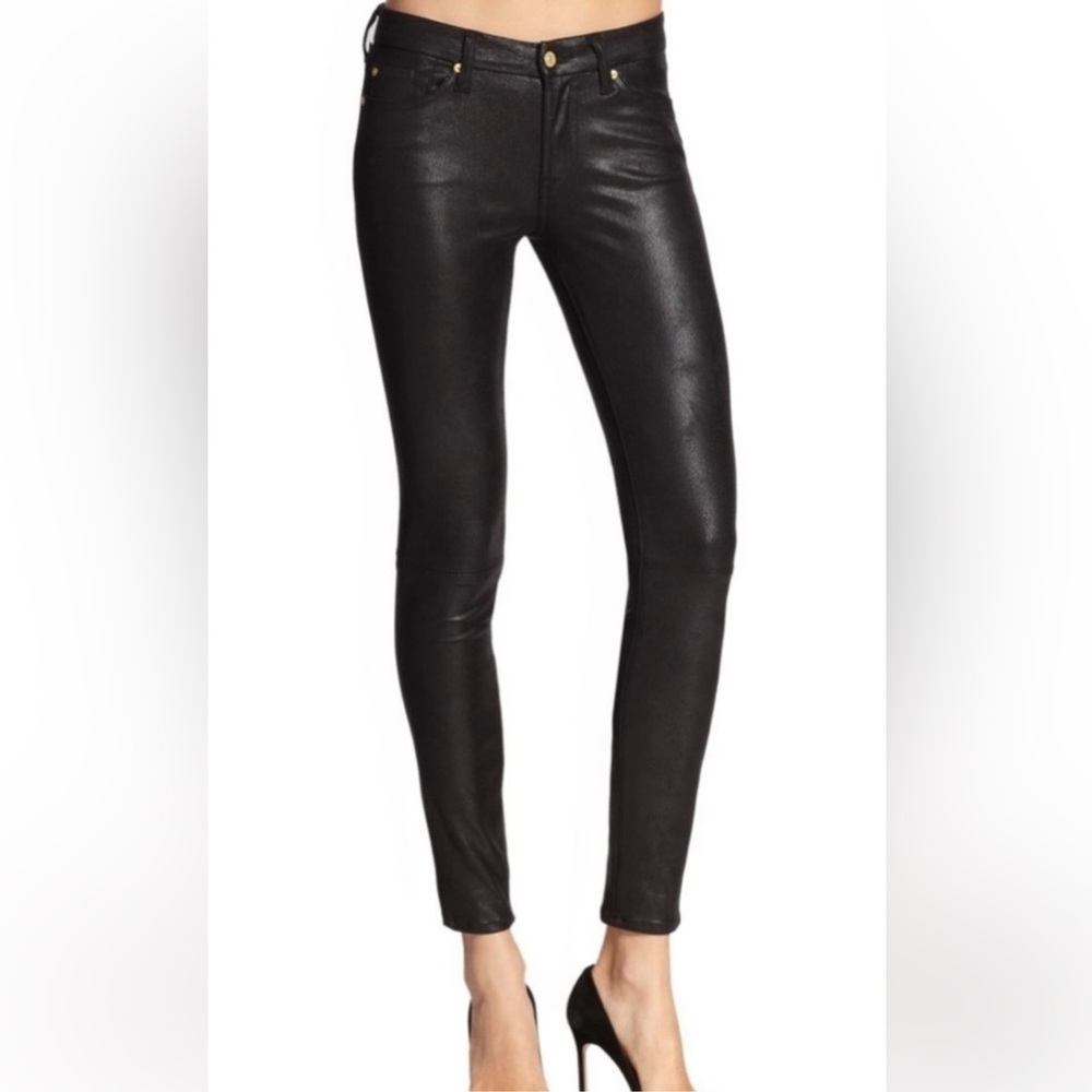 7 For All Mankind B(Air) High Waist Ankle Skinny in Coated Black, Women’s Sz 30